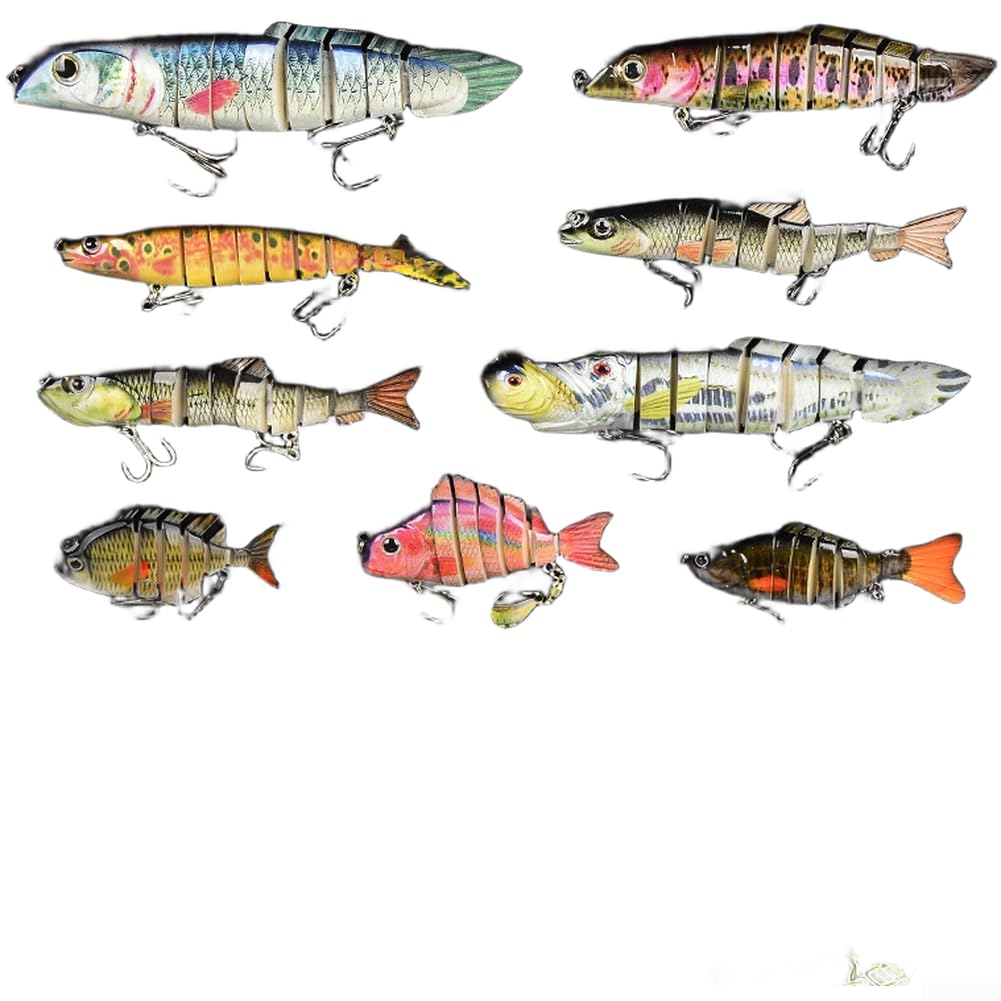 Set di 9 esche da pesca realistiche con articolazioni multiple per giochi d'acqua salata e acqua dolce