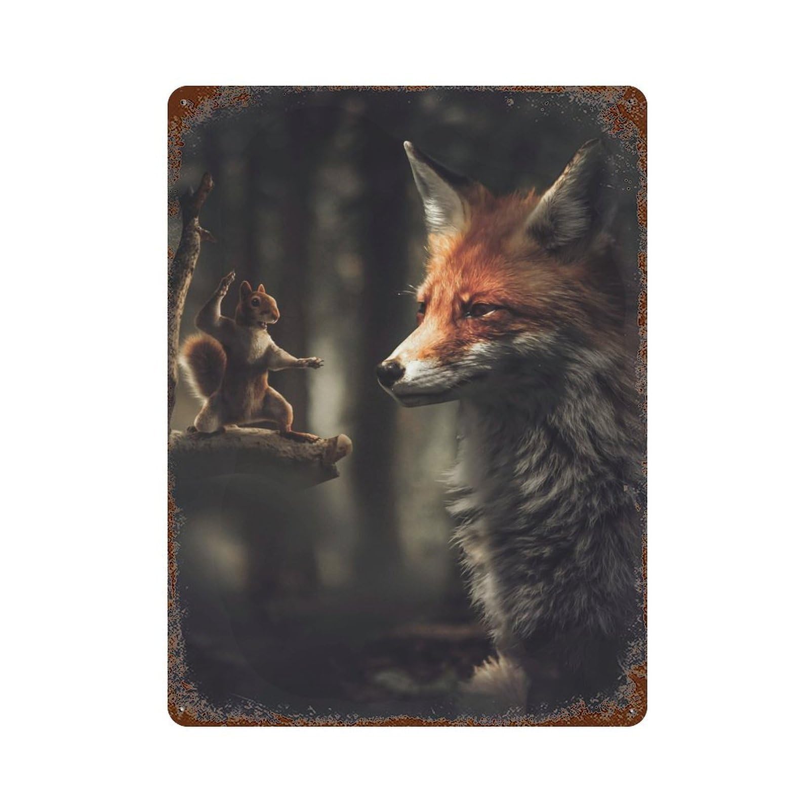 Kung Fu Squirrel Vintage Metal Tin Sign 15.7"x11.8", Ideal for Cafe, Home Bar And Lounge Decor