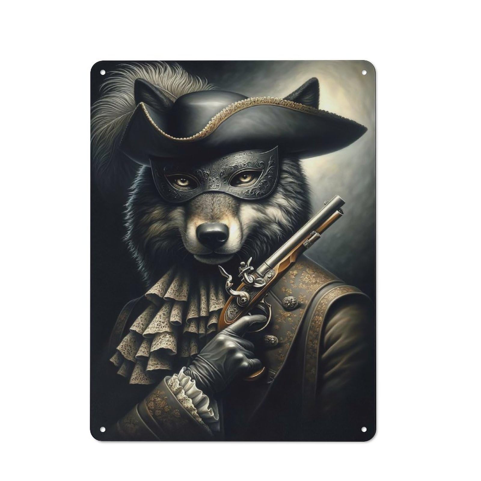 Junmoney Wolf As An Outlaw 40X30cm Rustic Metal Sign With For Guest Room Or Hallway, For Vintage Wall Decor Fans, For Metal Sign Collectors