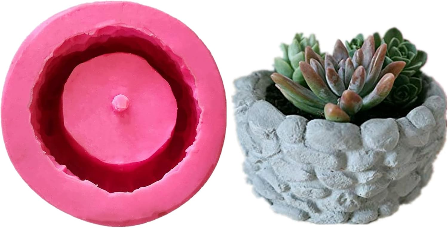 Round Wooden Pile Flower Pot Concrete Silicone Molds for Epoxy Resin Succulent Plant Vase Clay Cement Moulds Candle Soap Pen Holder Molds