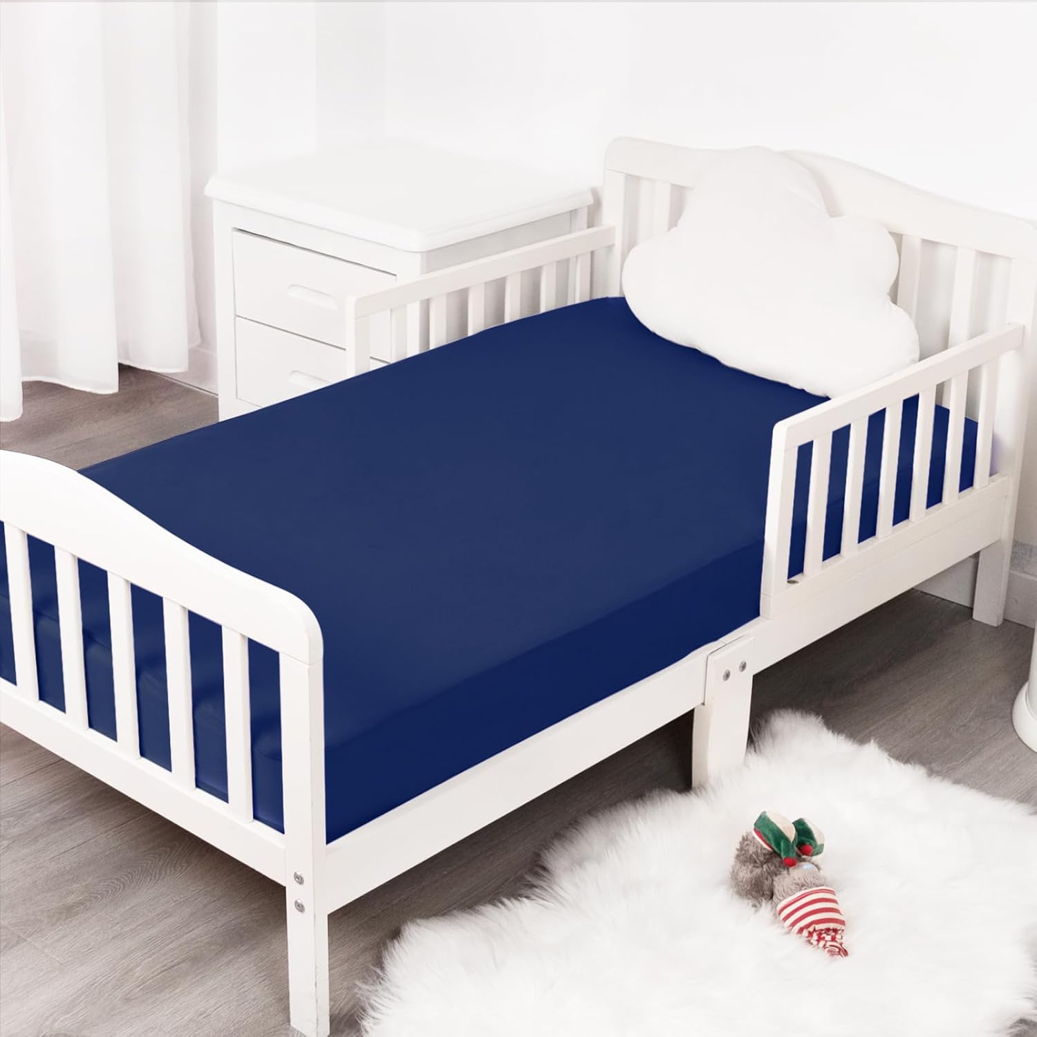 Stretchy Crib Sheets for Boys or Girls, 4 Pack Baby Fitted Crib Sheets Neutral for Standard Crib and Toddler Mattress 52" x 28", Soft and Breathable, Grey & Navy Blue