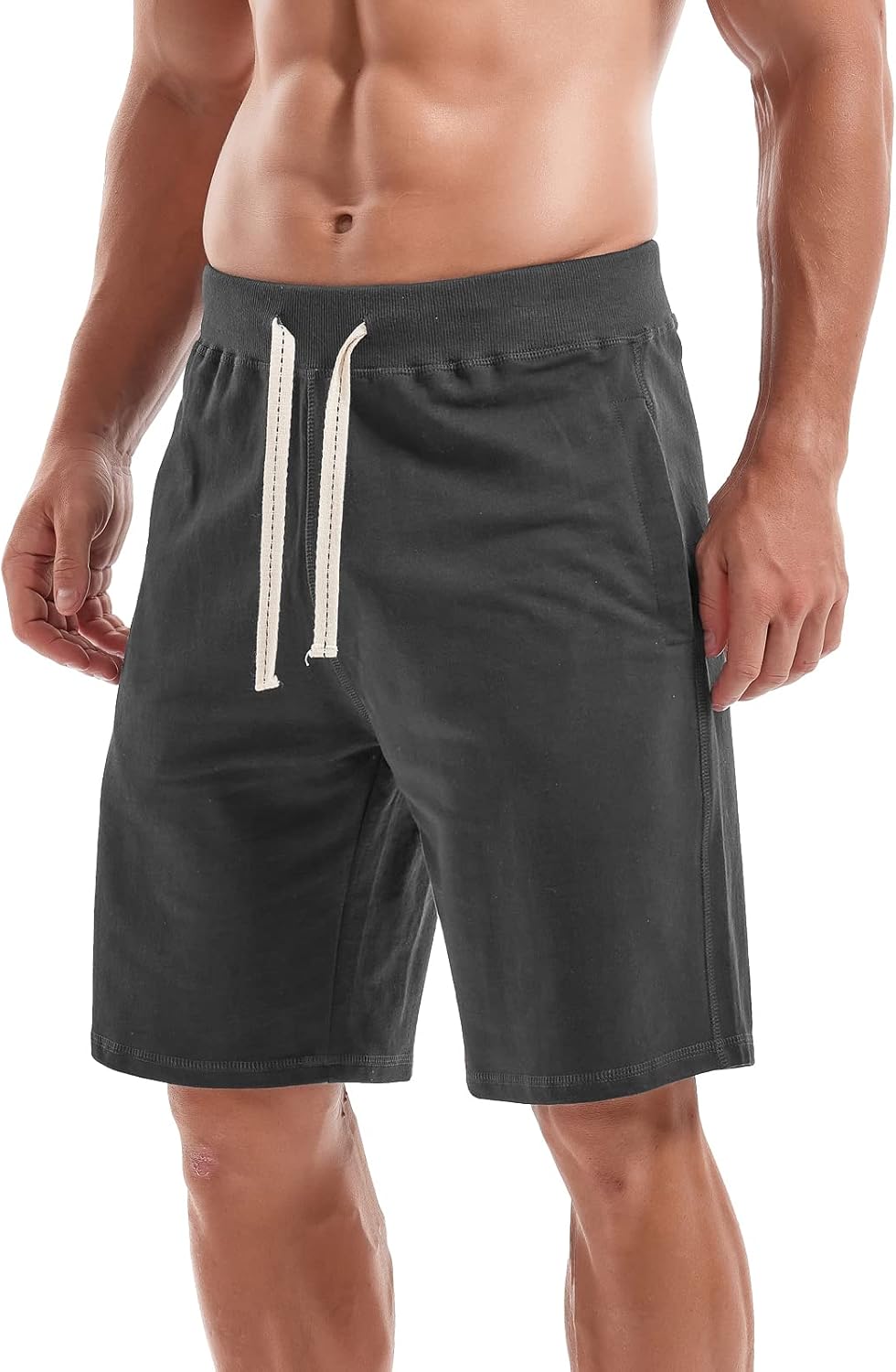 AMY COULEE Men's Casual Classic Shorts Athletic Cotton Sweat Shorts with Drawstring - Image 2
