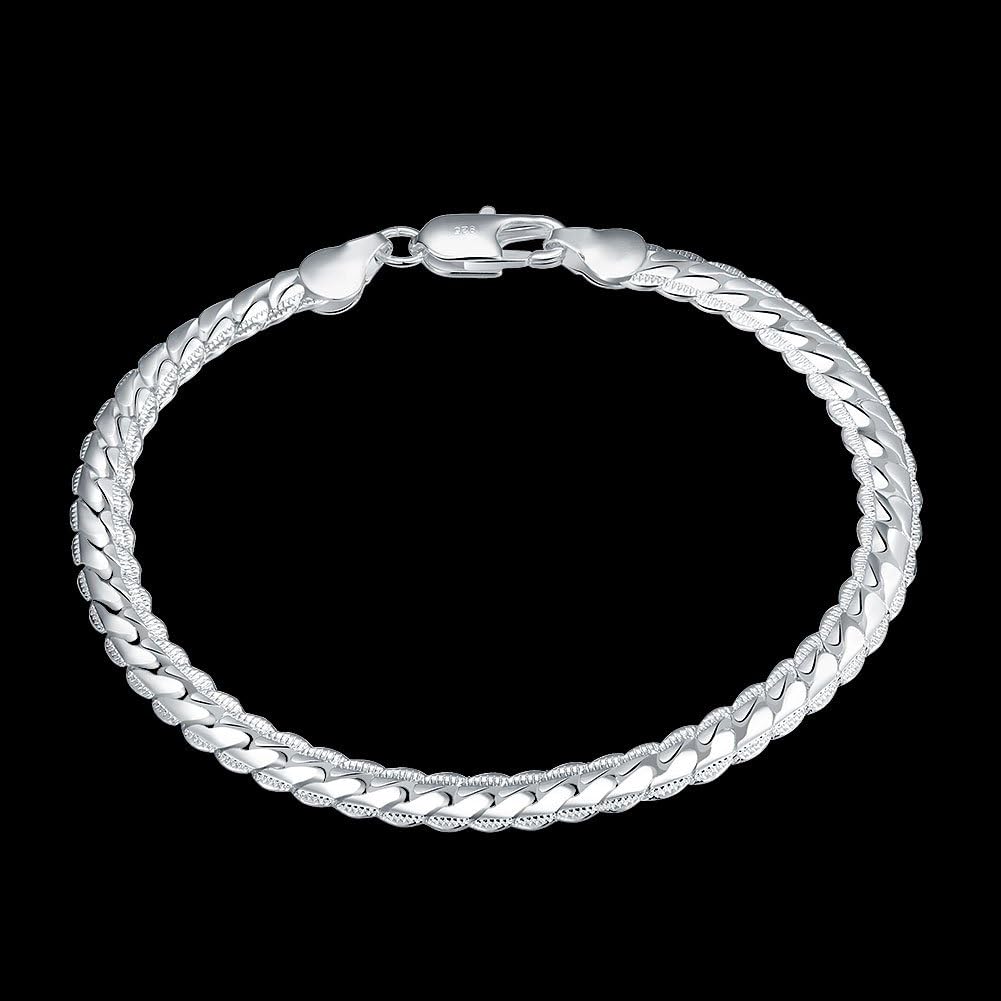 Cutesmile Fashion Jewelry 925 Sterling Silver 5mm Sideways Snake Bracelet for Women - Image 2