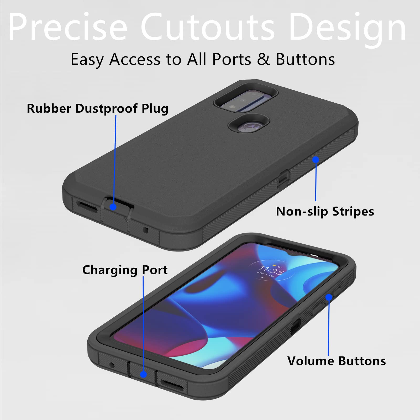 For Motorola Moto-G Pure Phone Case: Heavy Duty Military Grade Hard Protection Shock Proof Grip | Durable Dual-Layer Armor Design Protective Case Moto G Pure(Orange