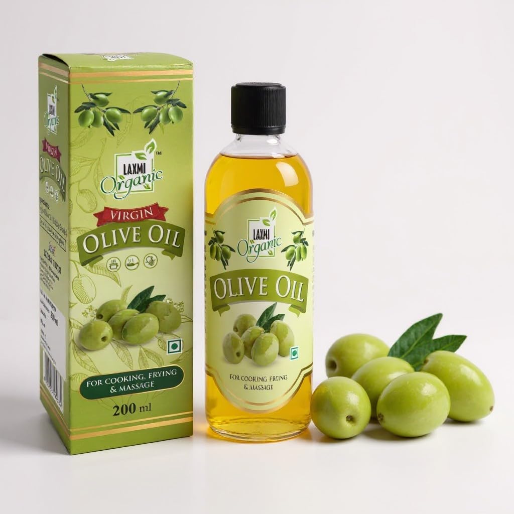 LAXMI ORGANIC Virgin Olive Oil 200ml | Cold Pressed Jaitun Ka Tel