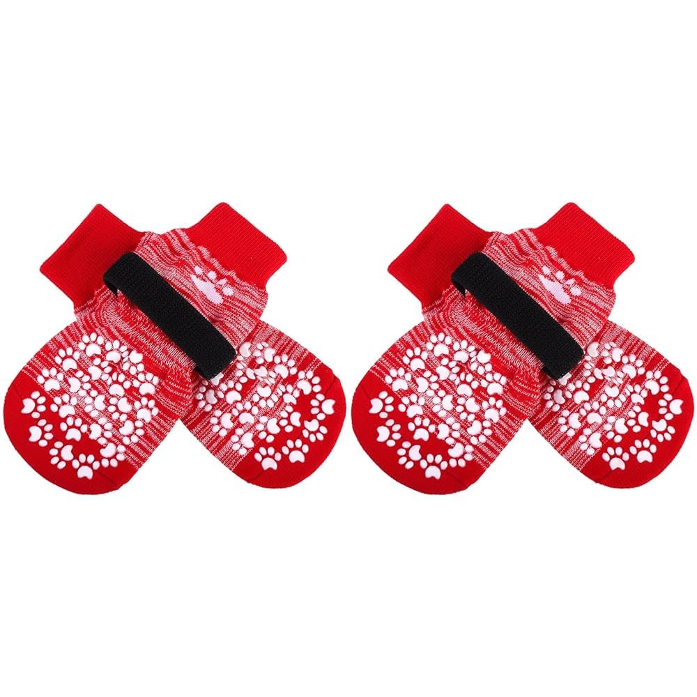 EXPAWLORER Anti-slip Dog Socks with Grips - Double Sides Gel Anti-slip Dog Boots for Hardwood Floors, Stop Licking Injured Paws, Soft Paw Protector with Extra Traction for All Breed Dogs (Red, 2XL) — image 1