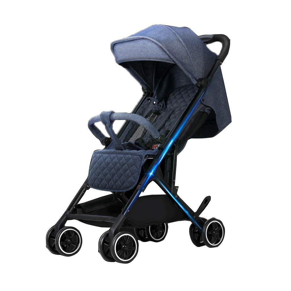 HUNYUAN-LF Lightweight Stroller Can Sit Reclining Portable Umbrella Folding Mini Pocket Car Can Be On The Plane Children's Trolley, Foldable, Blue (Color : A)