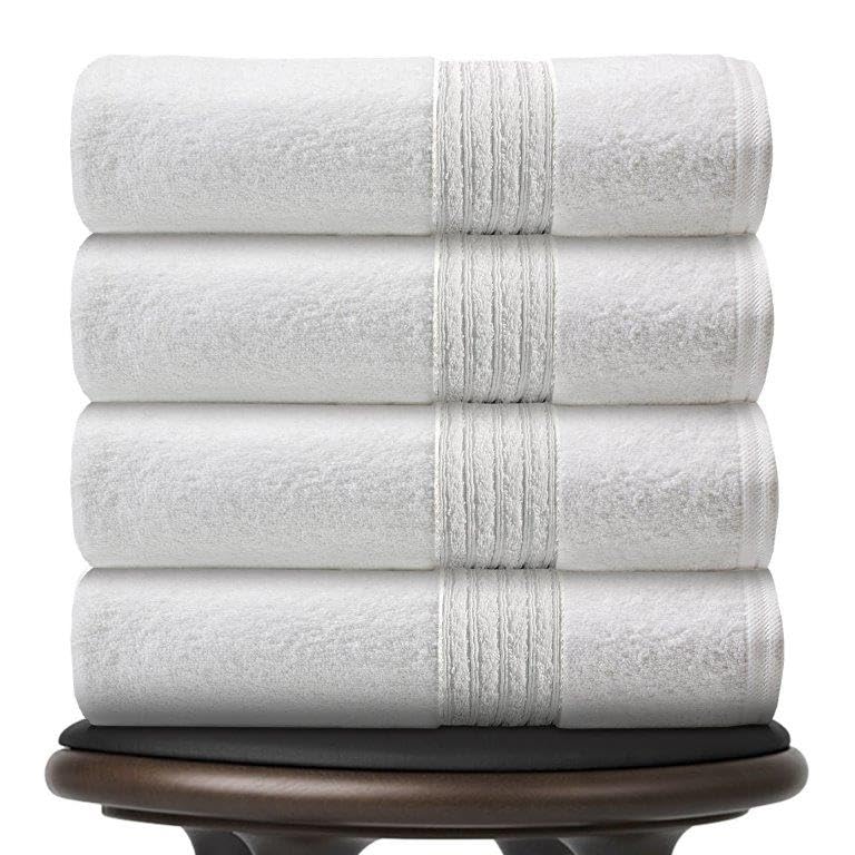 GC GAVENO CAVAILIA White Hand Towels 4Pack | Hand Towels For Bathroom Set of 4 (50 x 80 Cm) | Fast Dry & Highly Absorbent Egyptian Cotton Towel | 450 GSM Hand Towel Spa Hotel Gym Towels Set