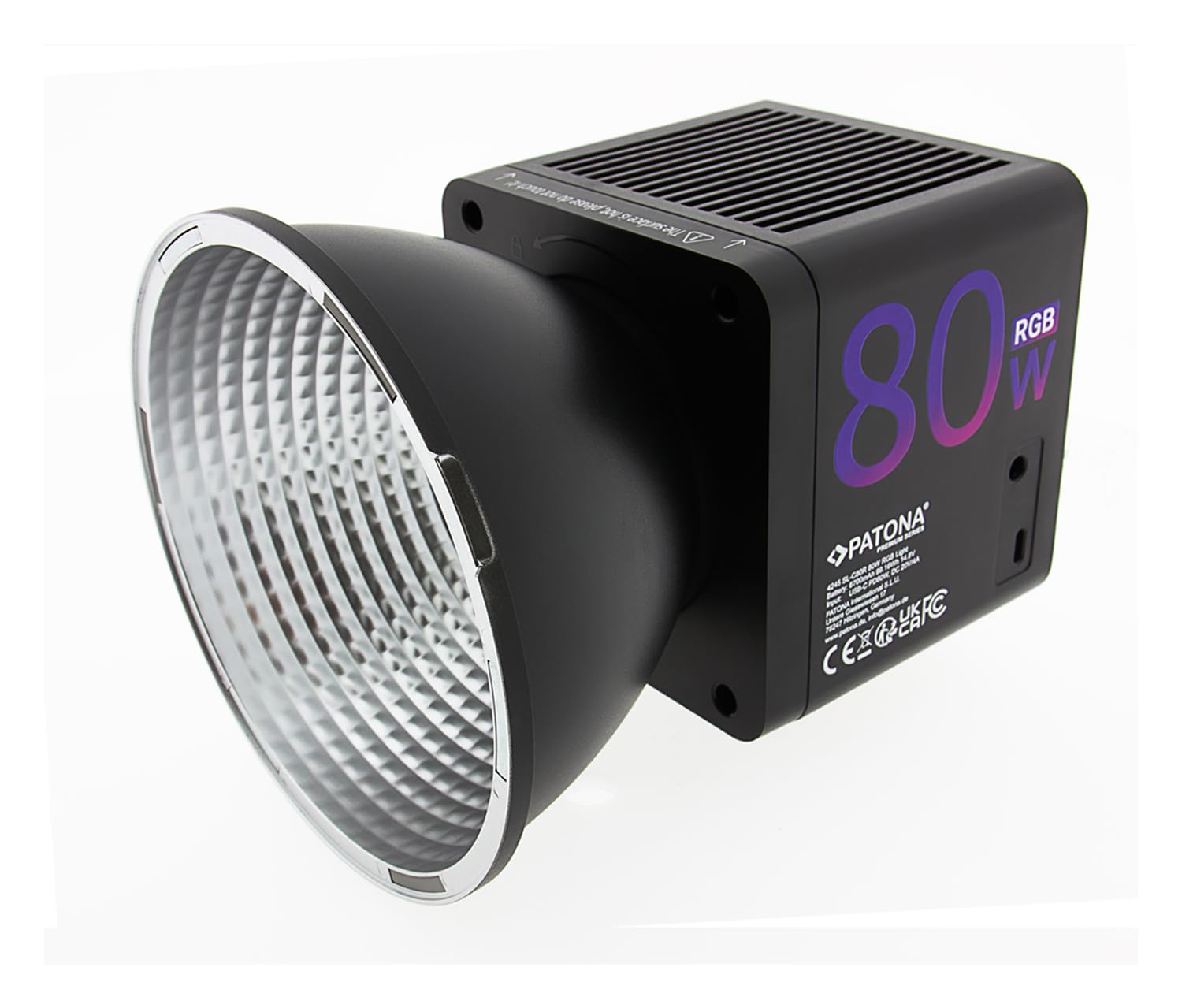 PATONA Premium RGB Profi Videolicht | SL-80R | Video Licht 80W | 2500K – 6500K | 25.550-32.030 LUX | CRI≥95/≥97 | App Steuerung | COB Dauerlicht für Studio & Außenbereich