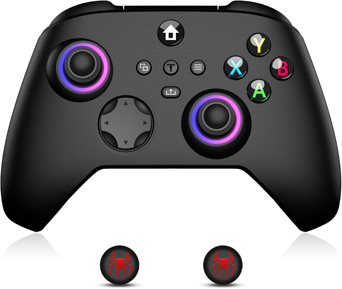 Moonag Mando inalámbrico para Xbox, compatible con Xbox Series X/S/One/PC, con 2 empuñaduras de silicona para pulgar, joysticks efecto Hall, adaptador inalámbrico de 2,4 GHz Gamepad con luz RGB, doble vibración, TURBO