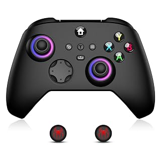 Controller for Xbox, Xbox One, Xbox One X|S, Xbox Series X|S, 2.4GHz Wireless Controller with RGB Light, Turbo Function and Motion Sensor, Thumb Caps Included - Black - Amazon product rated Grade A