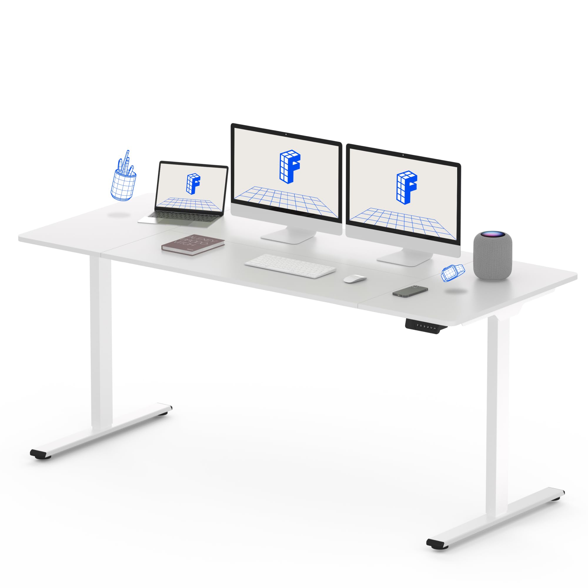 FLEXISPOT 71"x32" Large Dual Motor Electric Standing Desk, White - 198 LBS Heavy-Duty Capacity, Ideal for Home Office, Creative Studio, or Multi-Monitor Setup