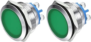 MECCANIXITY Indicator LED Light 110V 22mm M22 Panel Mount Metal Waterproof Signal Lamp with O Ring, Green Pack of 2