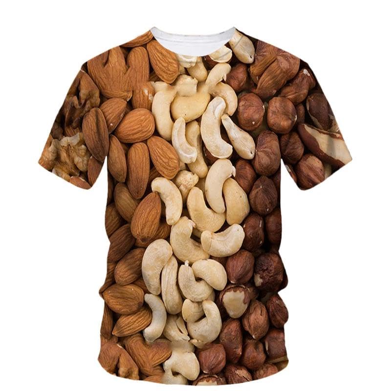 T-Shirt Col Rond Homme Imprimé Châtaigne Tissu Léger et Respirant Contre la Chaleur