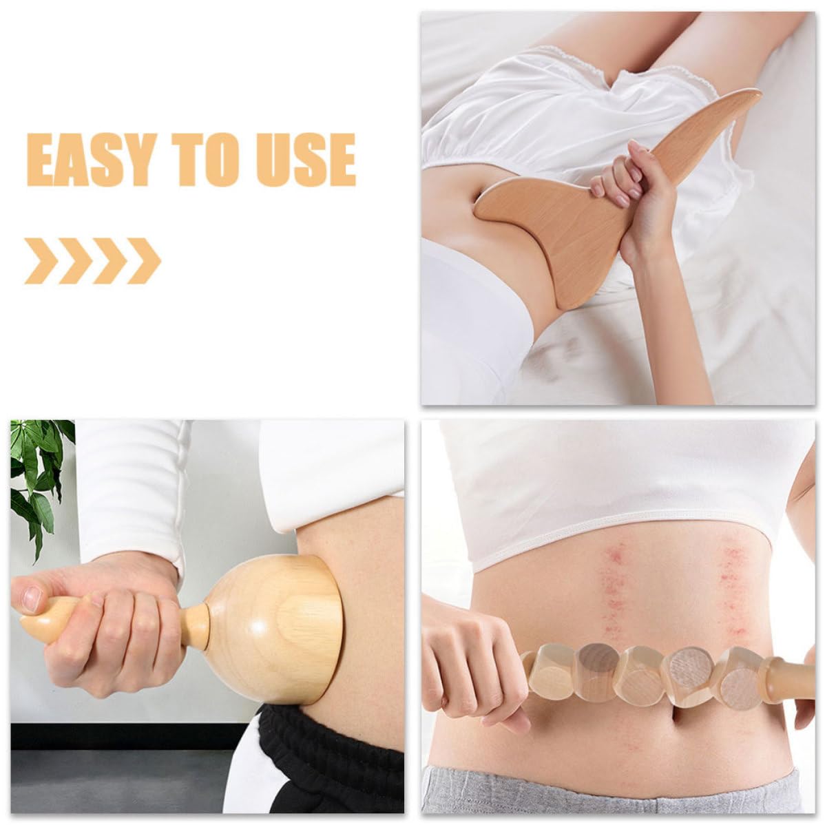1juego Herramientas de Masaje de Madera Manuales para Relajación Muscular Masajeador de Hombros y Cuello para Uso Casa y Maderoterapia Facial