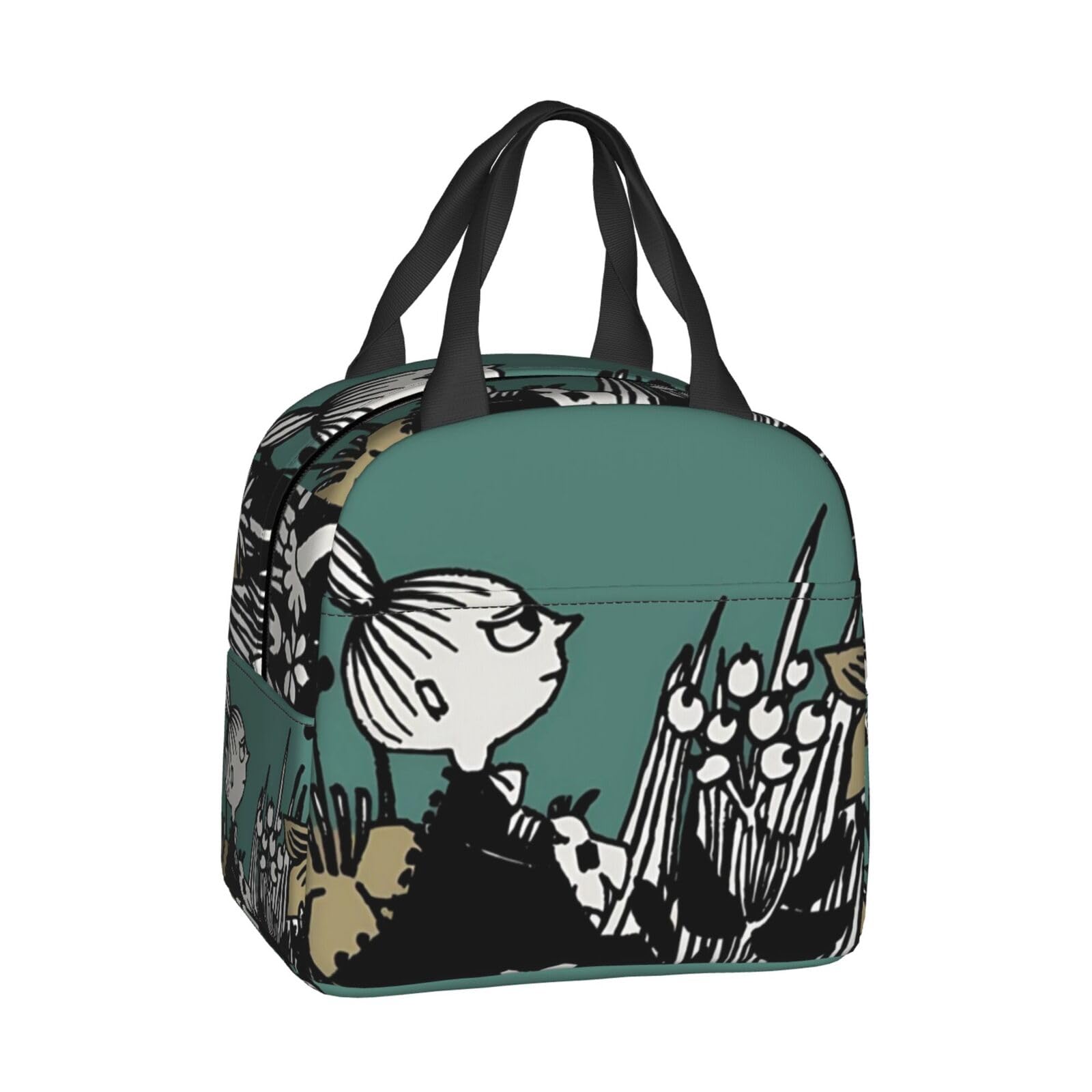 Moomin Insulated Lunch Bag Black Thermal Waterproof 5x9x8in Picnic Tote