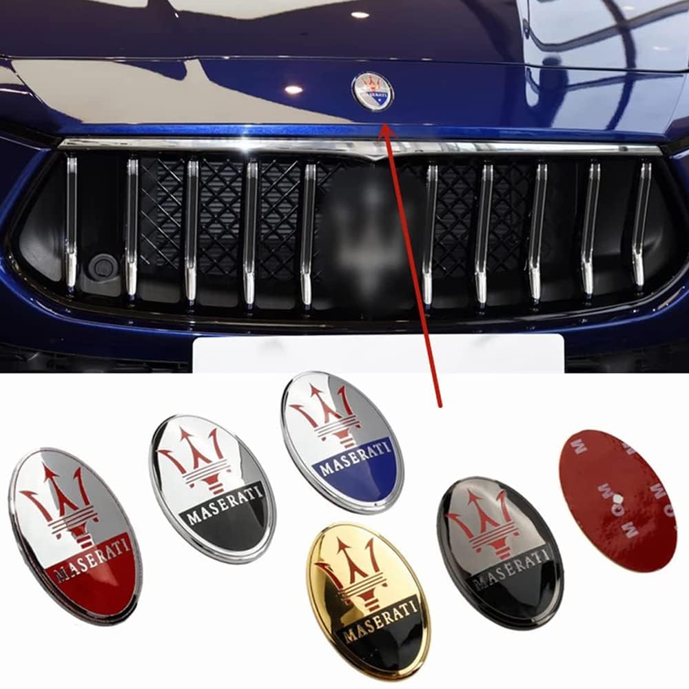 Emblème Maserati 3D En Métal/ABS - Pour Levante, Ghibli, Quattroporte, MC20, Etc. - Autocollant Pour Calandre Ou Coffre