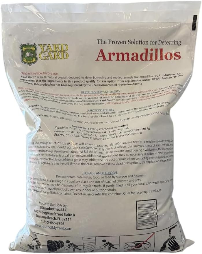 All Natural Deterrent for Armadillos, No Harmful Chemicals, 20 lb