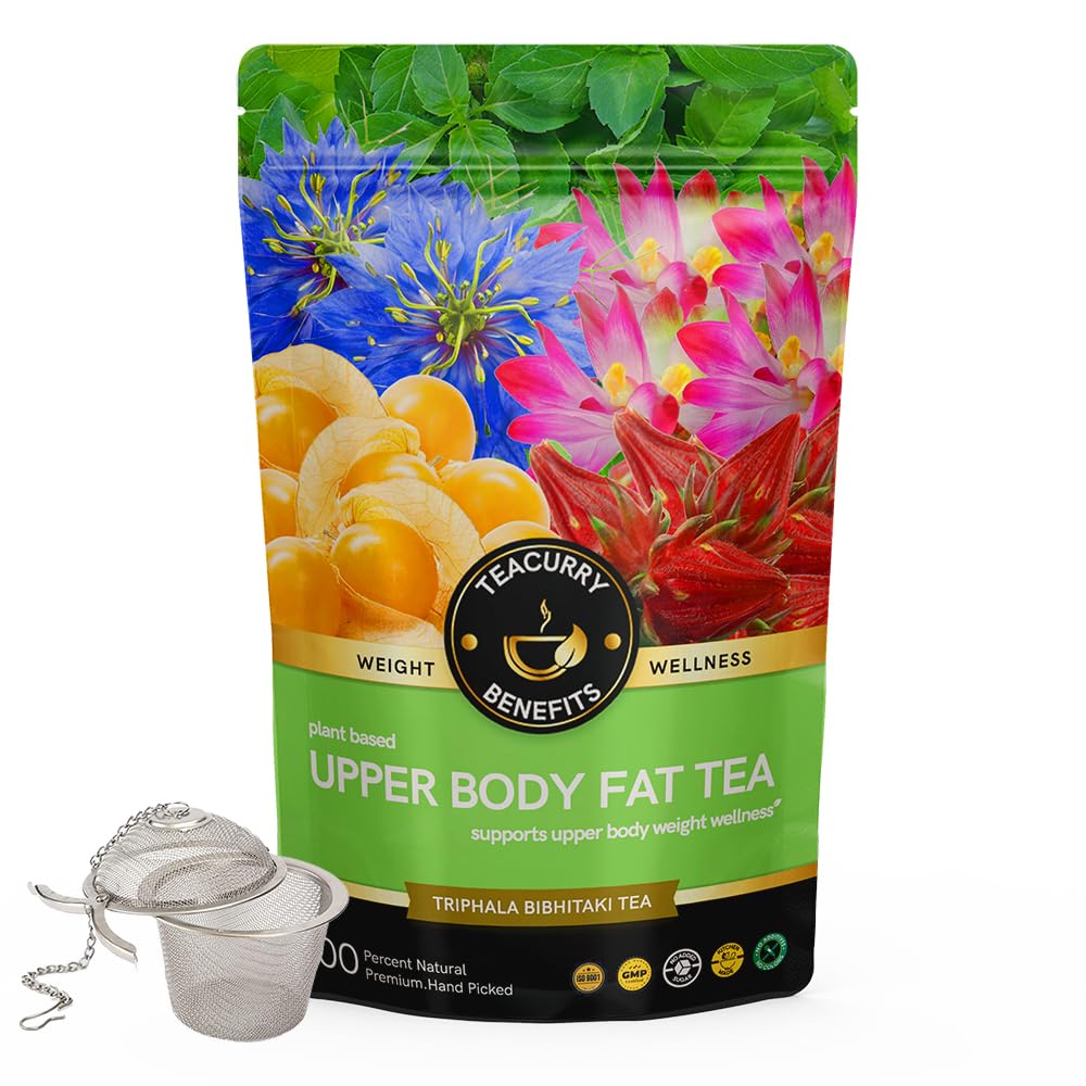 TEACURRY Upper Body Fat Burn Tea (1 Month Pack | 100 Grams + Infuser) - Helps lose weight fast of Chest, Shoulders, Neck and Arms Fat-image-46