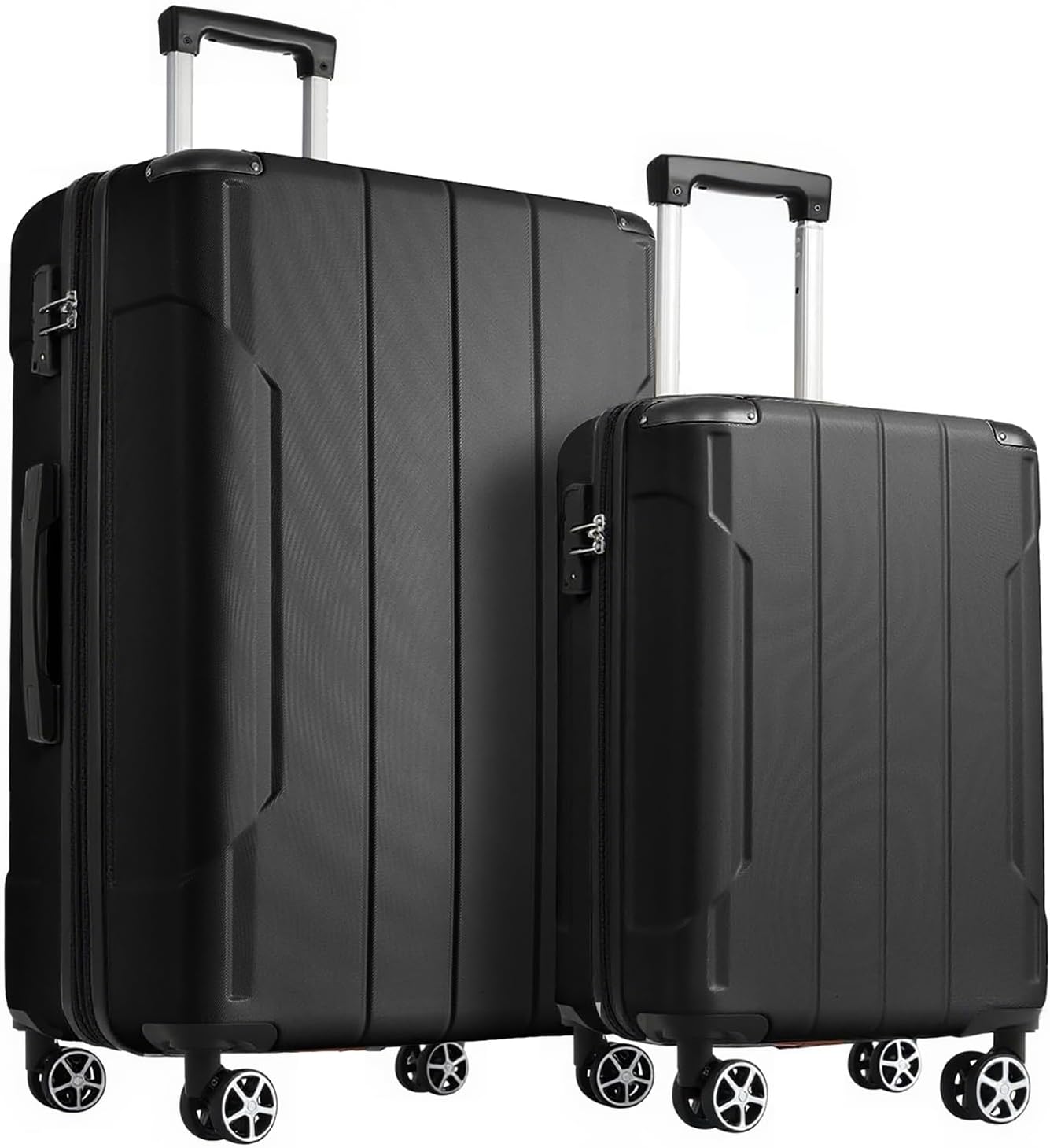 2 Piece Luggage Sets with Spinner Wheels, Hardside Expandable Luggage, Hardshell Carry on Suitcase and Lightweight 28 inch Checked Luggage for Travel Men Women (Black)