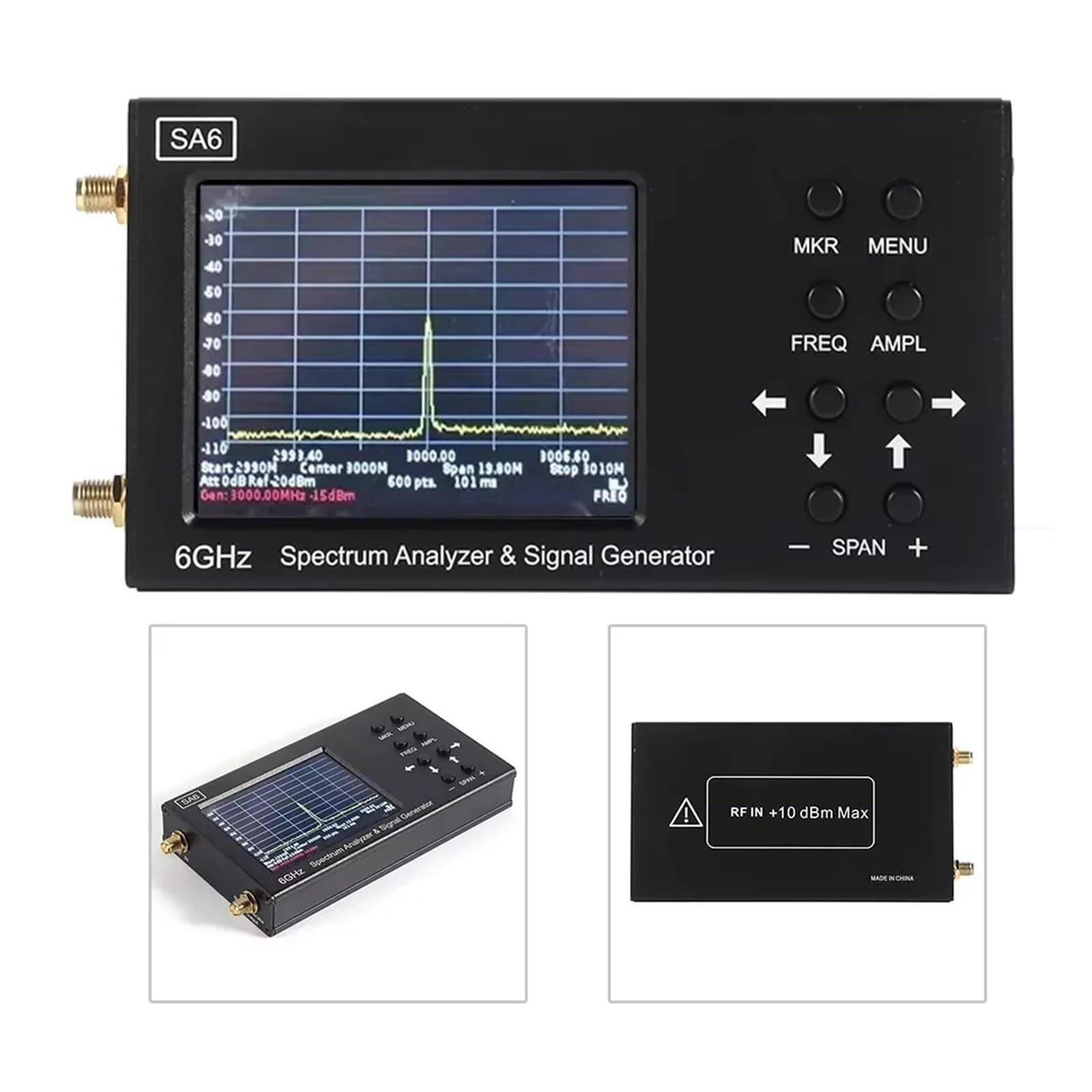 Spektrumanalysator, SA6 Spektrumanalysator 6 GHz 35-6200 MHz Signalgenerator Bietet PC-Software zur Messung von Funksignalen Richtungskompass