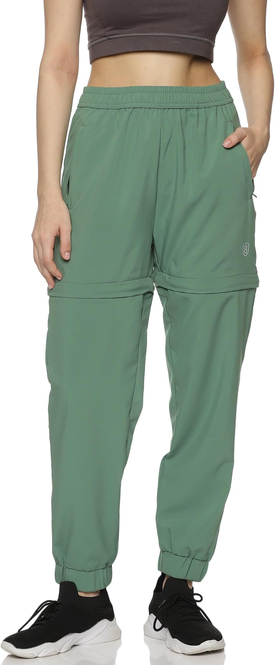 DOMIN8Women's Solid Detachable Track Pants with Elasticated Drawstring Waist & Zipper Pockets | Stylish Trouser for Women | Lower for Workout, Gym Pants for Women