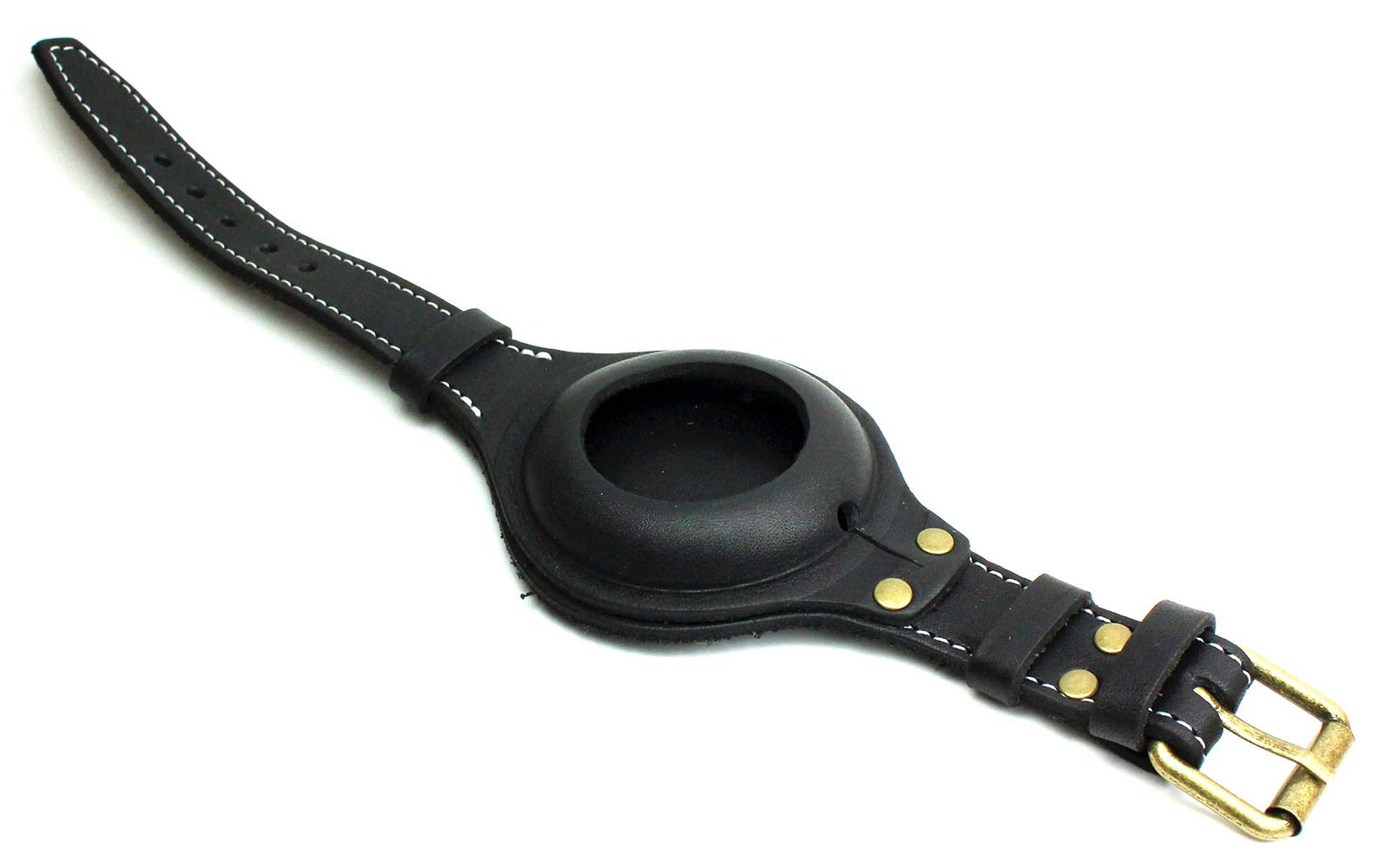 Sulla Cinturino in pelle per orologio da taschino, realizzato a mano, nero e marrone