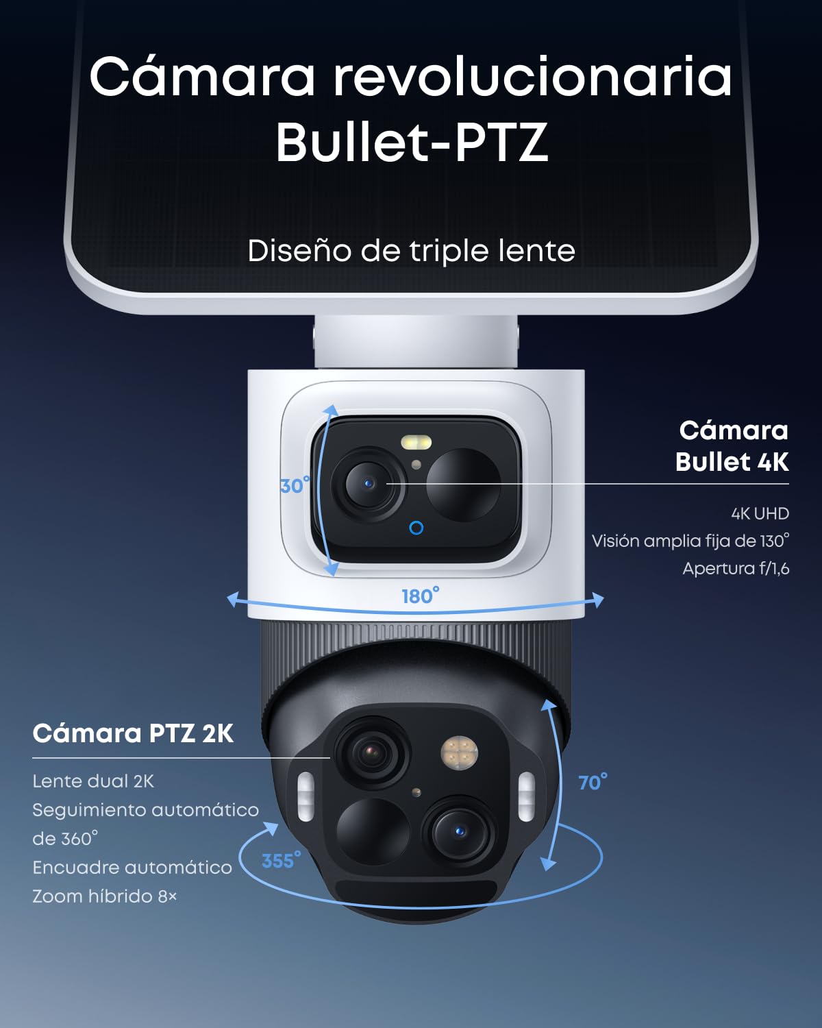 eufy Security SoloCam S4 Camara vigilancia WiFi Exterior Solar, 360° Surveillance, No Blind Spots, Outdoor Surveillance Camera, Battery, Solar, Toll-Free Use, HomeBase 3 Compatible