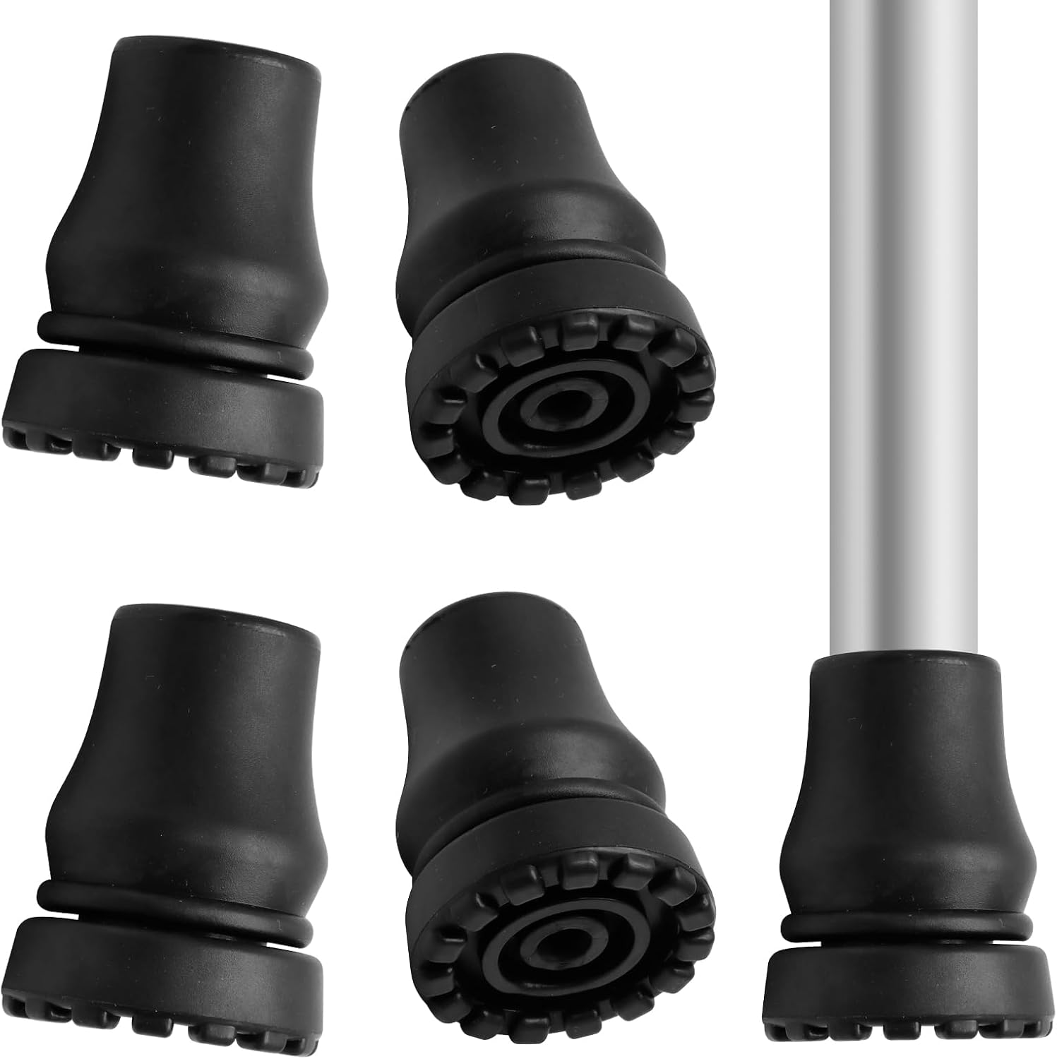 Zorfeter 4 PCS 3/4 Inch Heavy Duty Cane Tips, Anti-Slip Rubber Tips Replacement Walking Sticks, Sturdy Cane Tips for Canes/Walking Sticks/Hiking Sticks/Seniors Crutches