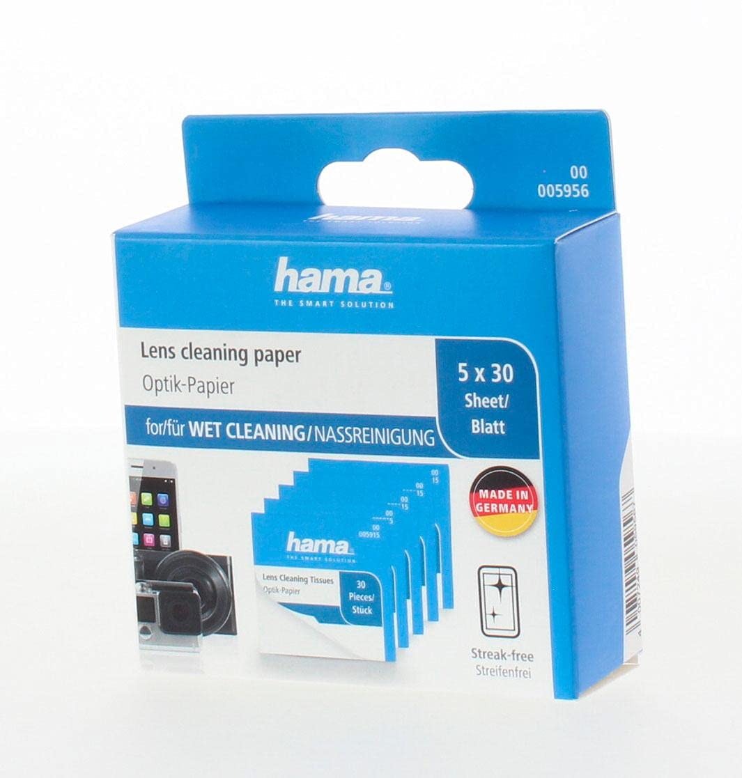 Hama Feuilles de Papier de Nettoyage pour Objectif (Lot 5 Carnets de 30 Feuilles, sans Peluches - Idéal pour lentille Appareil Photo, jumelle, Microscope, télescope, projecteur et Surfaces optiques)