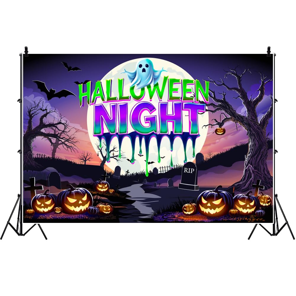 6 x 3 m Halloween noc tło uroczy duch RIP nagrobek świecąca dynia latarnia fotografia tło Halloween cmentarz impreza fotobudka dekoracja ścienna baner