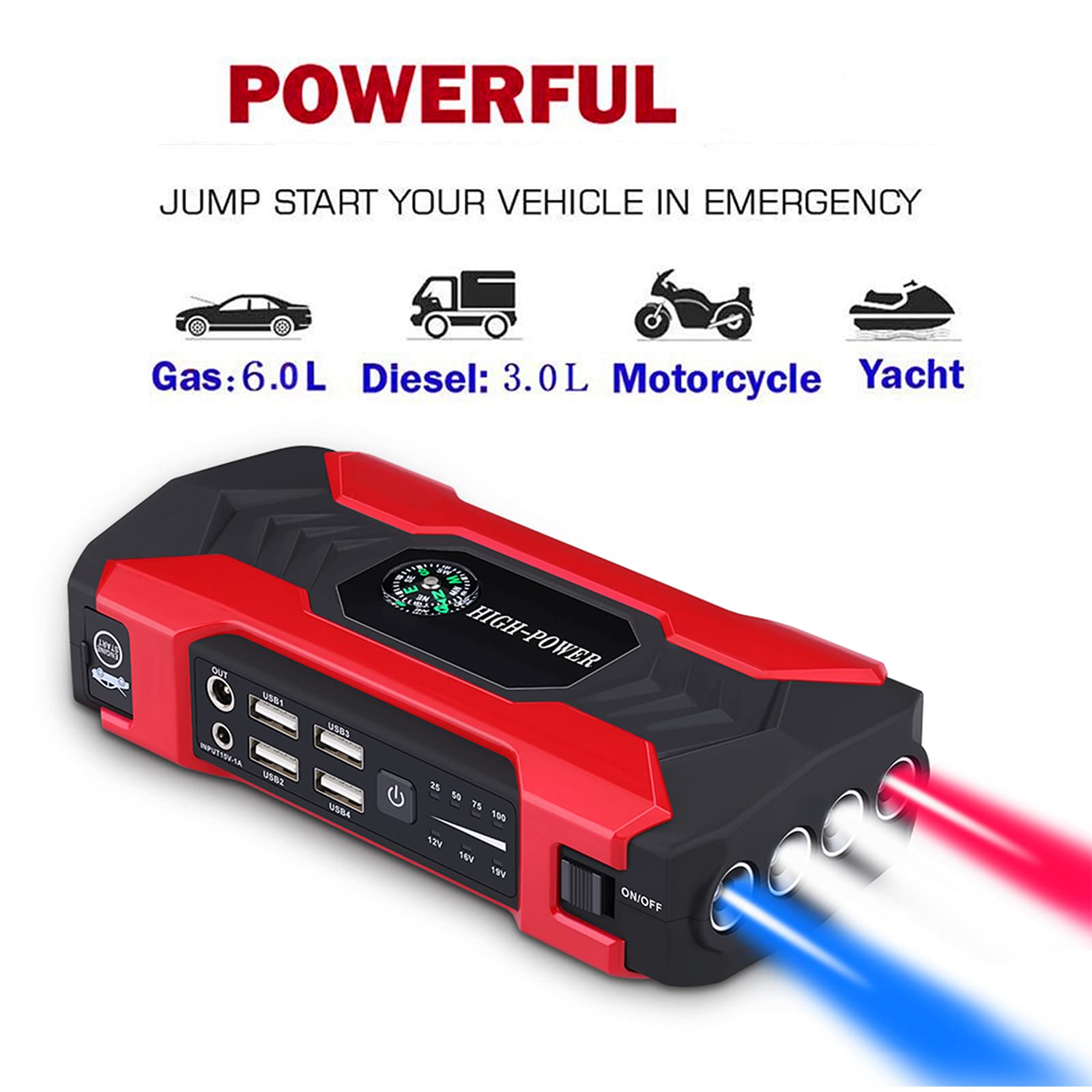 Caricabatteria da 12V Batteria Esterna Booster 20000mAh Auto Jump Starter Batteria di Emergenza Banca di Alimentazione Portatile Ausiliario di Avviamento Automobilistico