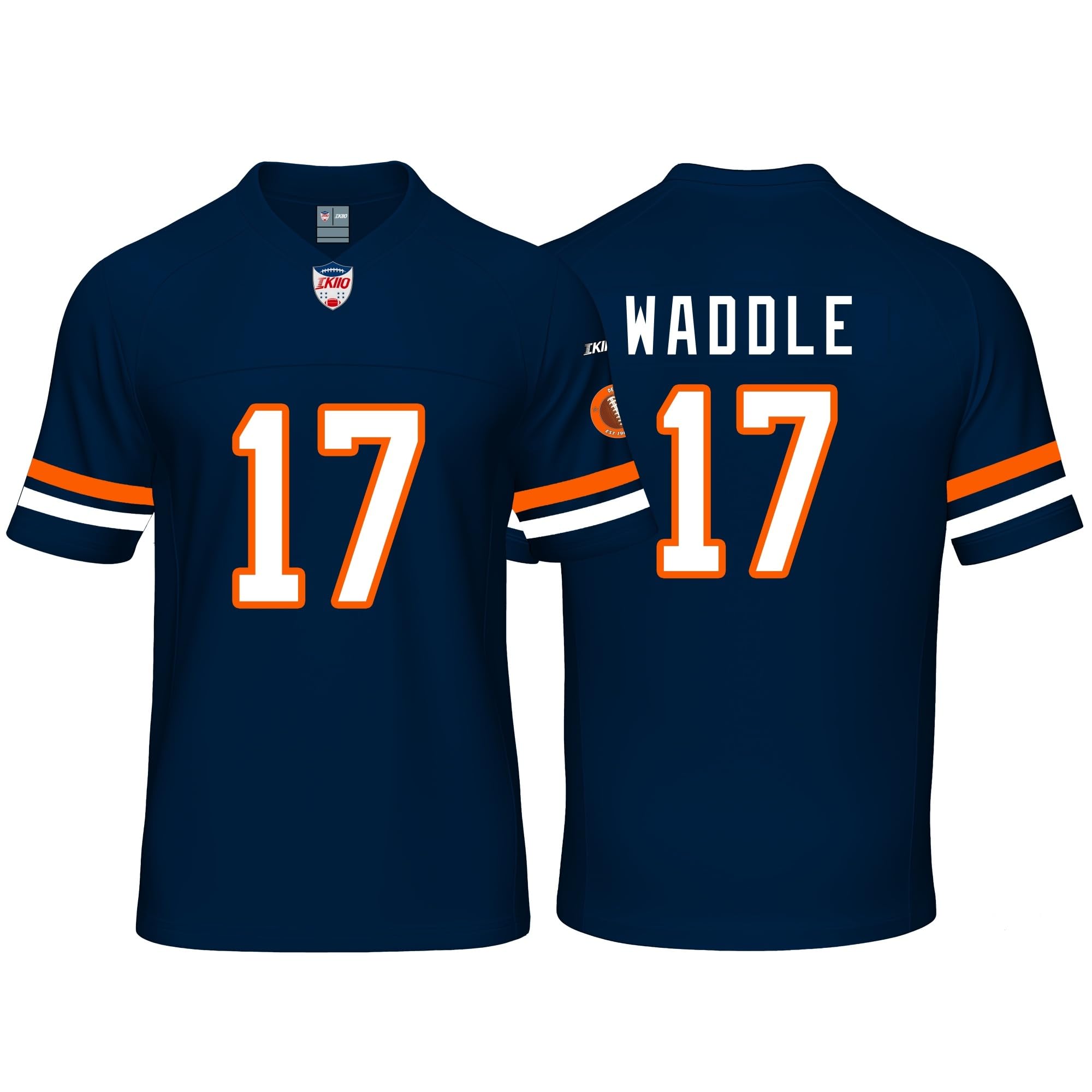 Mens/Women/Youth/Kid Football Stitched T-Shirt Orange/White/Navy