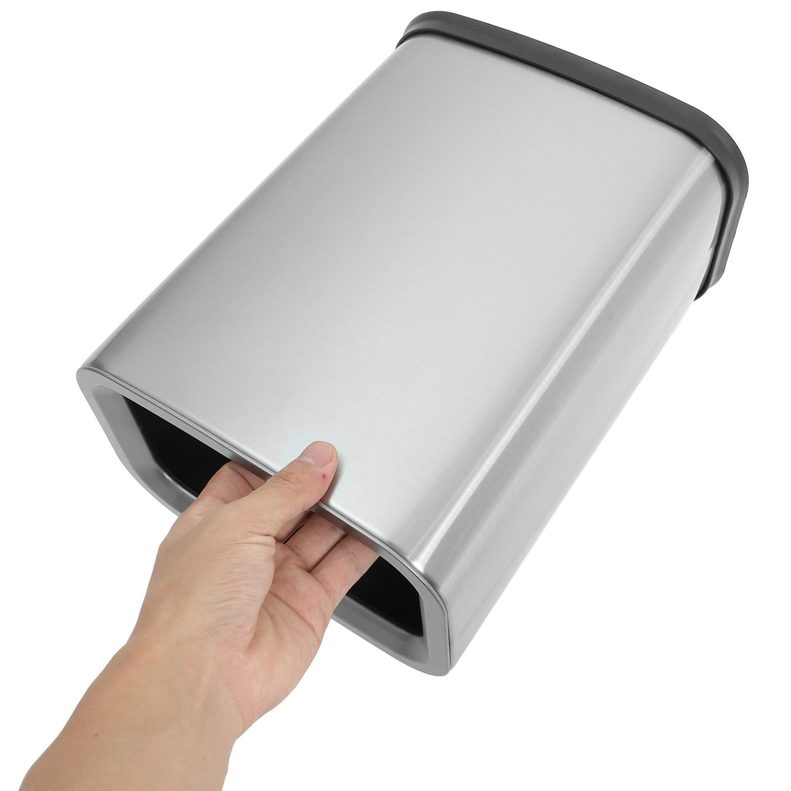 Cubo de Basura de Acero Inoxidable de 8 L con Sistema de Doble Compartimento y Diseño Abierto para Baño y Cocina, Moderno y Reutilizable