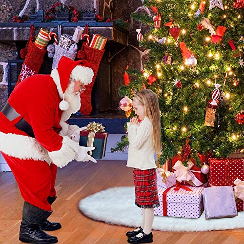 Christmas Tree Skirt - 36 inches White Christmas Tree Skirt, High-End Soft Classic Fluffy Faux Fur Tree Skirt for Xmas Tree Decorations and Ornaments - Thumbnail 2