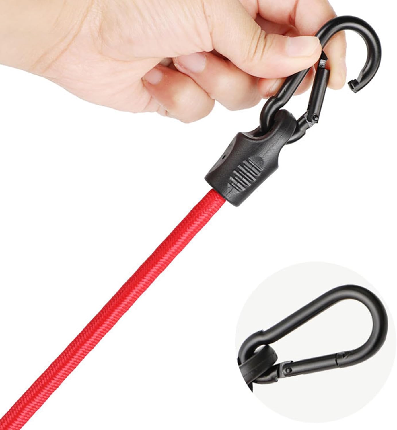 Carabiner with luggage strap with rubber tensioner and carabiner hook bungee cord expander hook tension and 3 sizes luggage strap