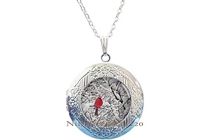 Yijianxhzao Cardinal Jewelry, Cardinal Locket Necklace, Cardinal Red Bird Locket Necklace, Cardinal Jewelry Pendant