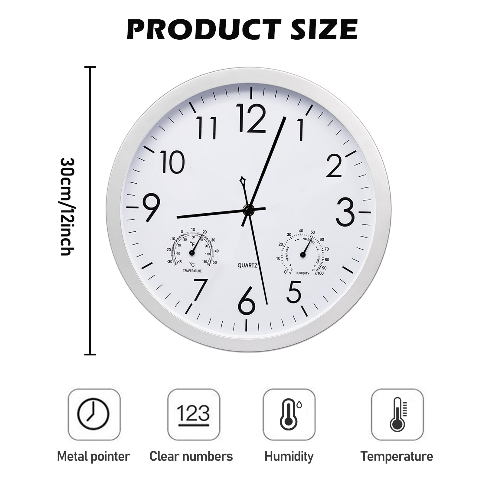 Horloge de jardin résistante - Grande horloge d'extérieur résistante aux intempéries - Étanche - Rétro