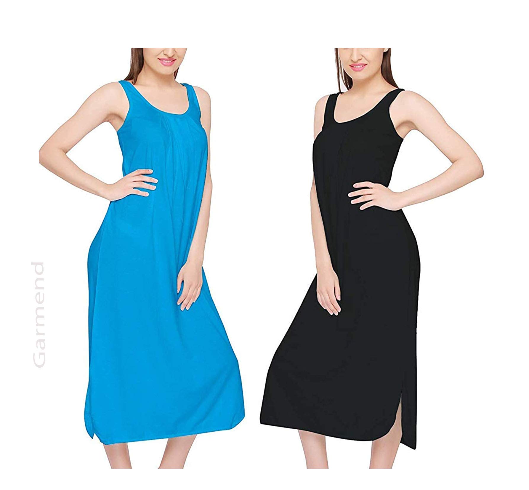 Women's Cotton Full Length Plus Size Long Slips for Nighties/Camisole/Kurti/Suit - Pack of 2-image-0