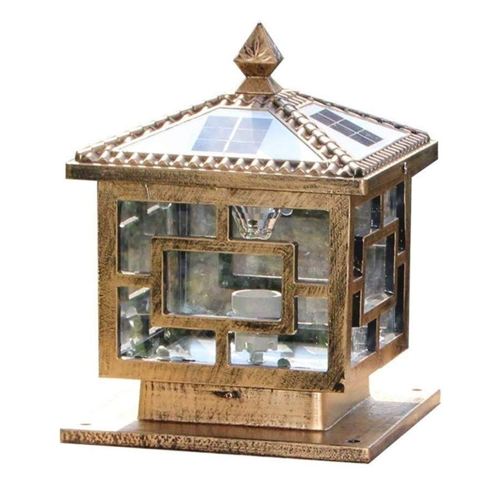 Lanterne pilier solaire en verre et alu outdoor vintage