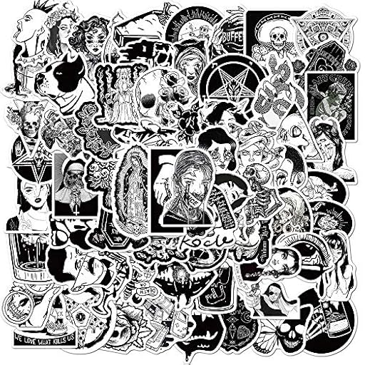 Pegatinas de Calavera 100pcs, Retro góticas Blancas y Negras, pegatinas de vinilo impermeables para portátil, equipaje, monopatín, decorativo, niños, adolescentes | Ya disponible en tu tienda friki favorita! En mundofriki.es! Pegatinas de Calavera 100pcs, Retro góticas Blancas y Negras, pegatinas de vinilo impermeables para portátil, equipaje, monopatín, decorativo, niños, adolescentes | Ya disponible en tu tienda friki favorita! En mundofriki.es!