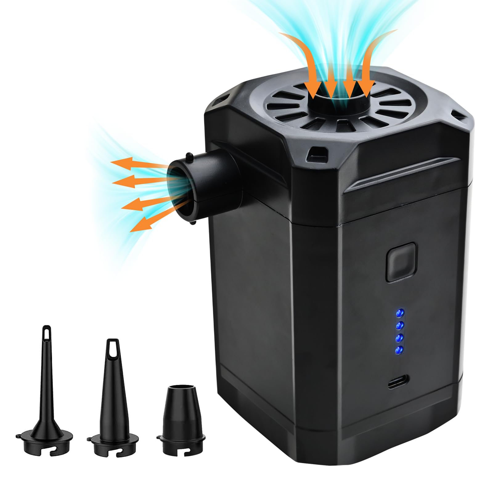 2023 Rechargeable Fast Air Pump, 5200mAh Battery, Compact and Portable inflator/deflator for Air mattresses,ski Tube,Snow Inflatable Inflatable Pools, Camping and Vacations