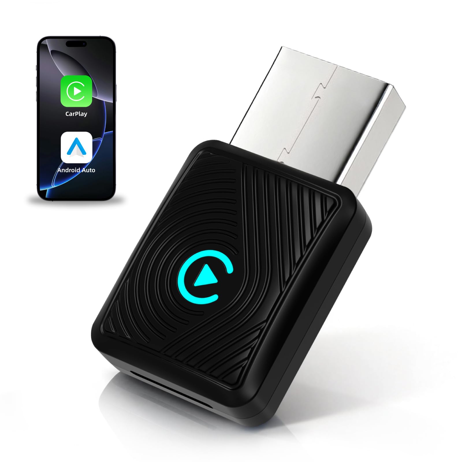 PRMHOOT für Apple CarPlay Wireless Adapter, 2 in 1 Wireless CarPlay & Android Auto Adapter, WLAN 6 GHZ, Automatische Wiederverbindung, für iPhone iOS 10+ & Android 11+ und Autos ab 2016