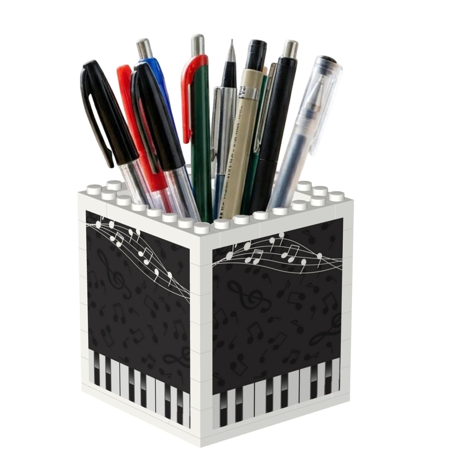 Poadnly Piano Black Musical Notes, Pen Pot Pencil Holder for Office Home School, Compact Desk Organiser for Office Stationery