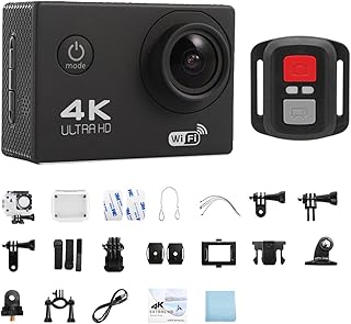 Câmera de ação Ultra HD 4K/30fps WiFi 2,0 polegadas 170D Capacete à prova d'água Câmeras de gravação de vídeo Câmera esportiva CâMera De AçãO (Color : Black, Size : 4K)