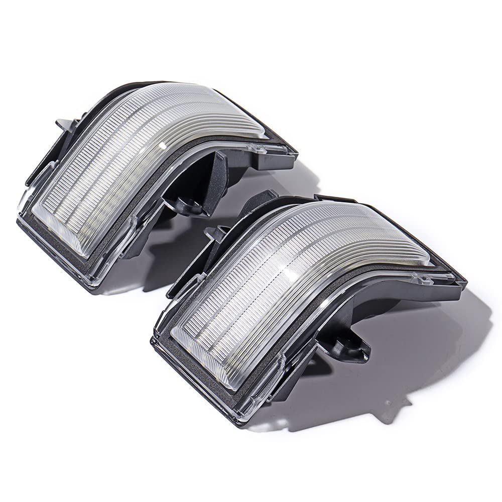 AMOPACORP Sequential Flashing Amber LED Turn Signal Marker Light Switchback White DRL Parking Lamp Compatible with Ford F250 F350 F450 F550 Super Duty F150 Towing Side Mirrors (Clear Lens)