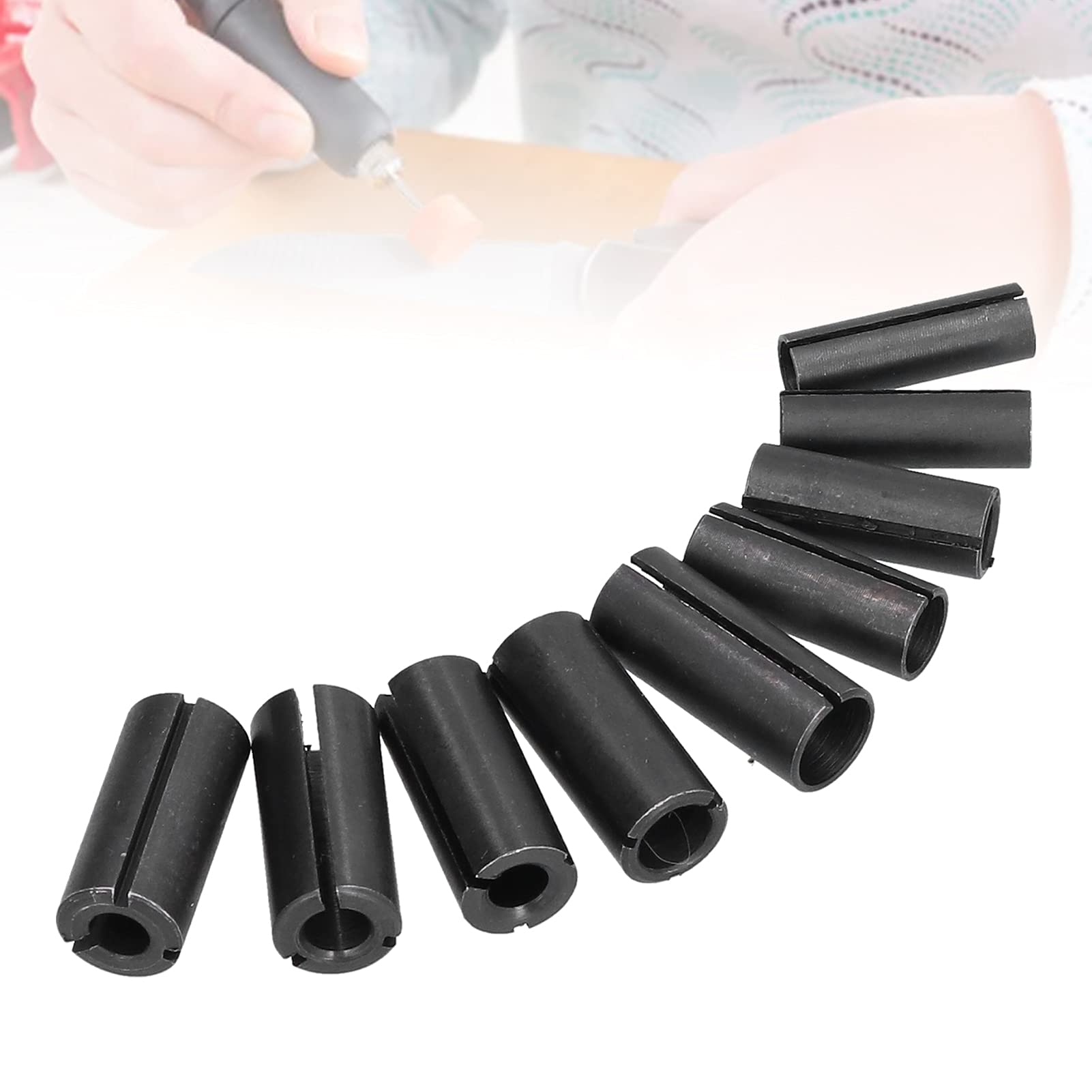 Respicefinem 9Pcs Router Collet Adapter Carbon Steel Chuck Converter Accessory Set Kit for Clamping Different Drill Tools Boring Tools Engraving Machine Reamer With High