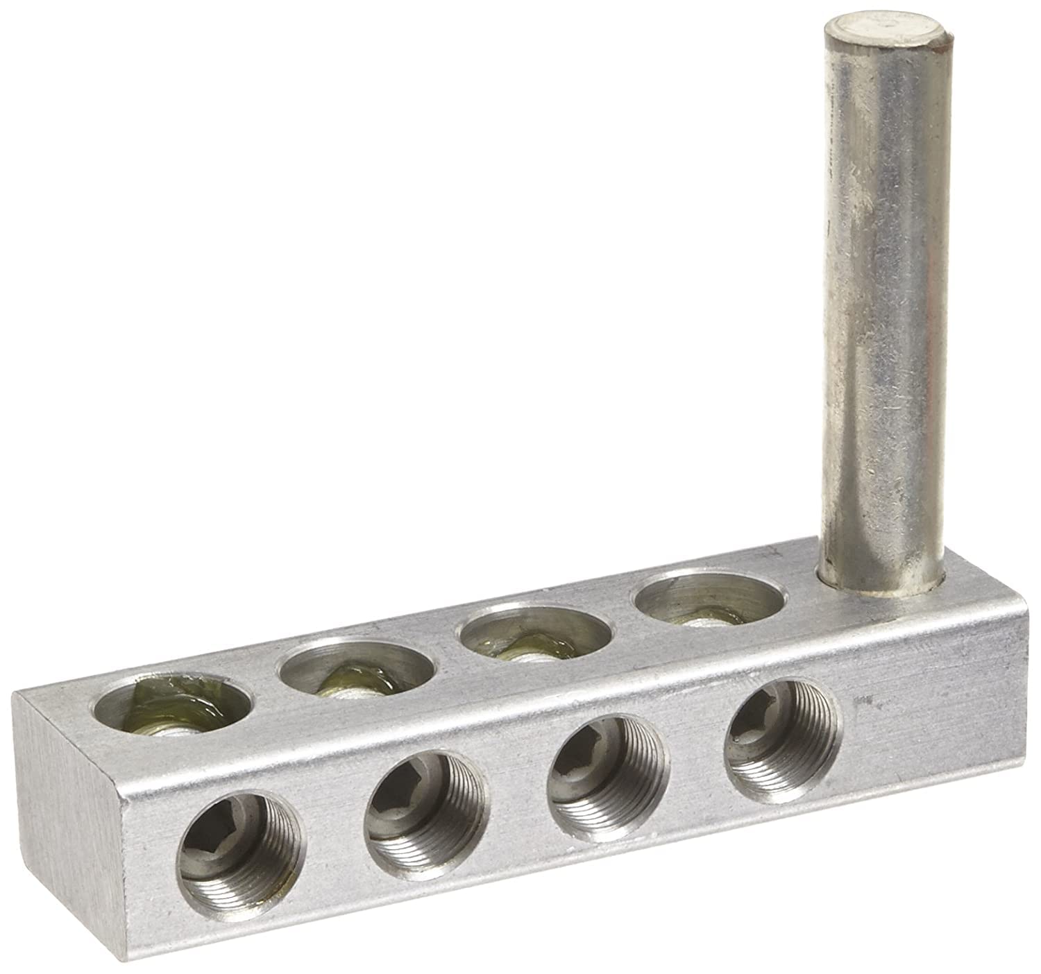 NSI TS500-4 Transformer Stud Connector, 500-4 AWG Wire Range, 3/4" Copper Stud Diameter, 4-1/2" Stud Length, 1.13" Width, 1.63" Height, 5.88" Length