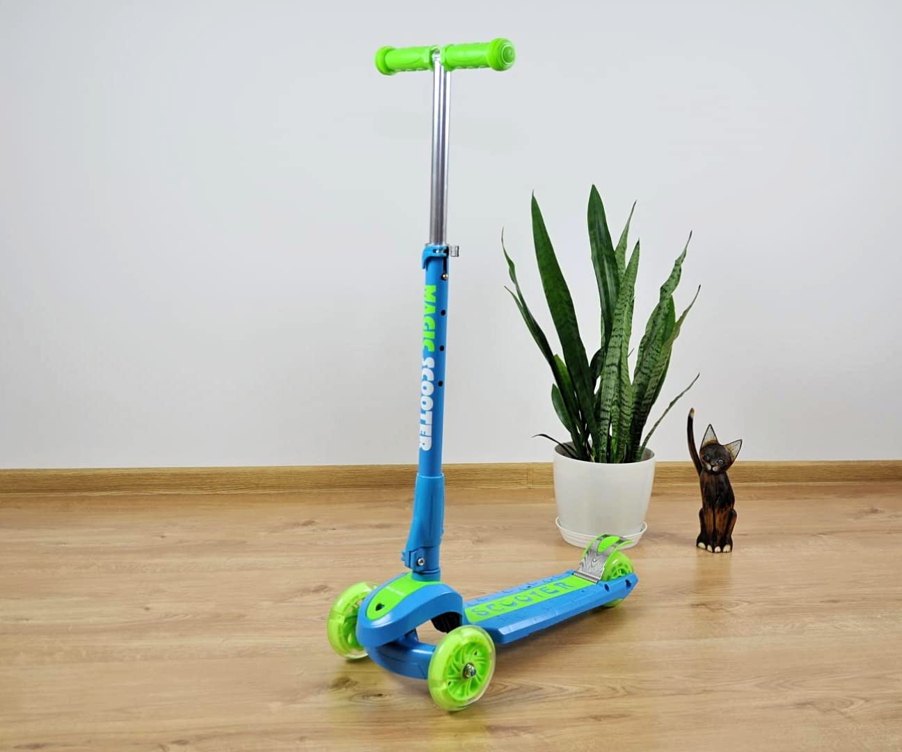 Hulajnoga trójkołowa balansowa składana koło LED Scooter Magic Blue-Green Milly Mally