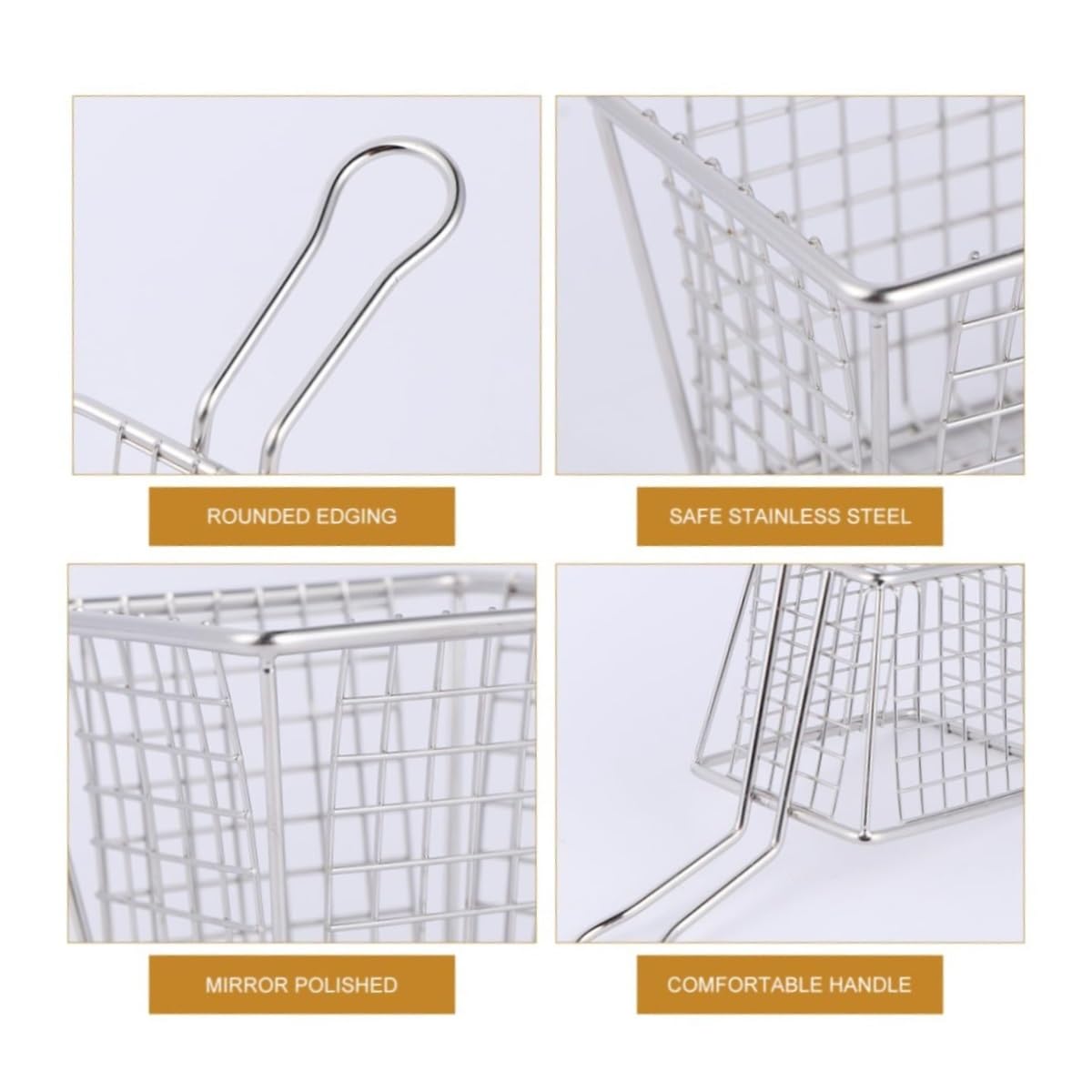 Cestini per Alimenti Famiglia Cestello for friggere, scolapasta a Maglie quadrate for Patate Cestello Friggitrice